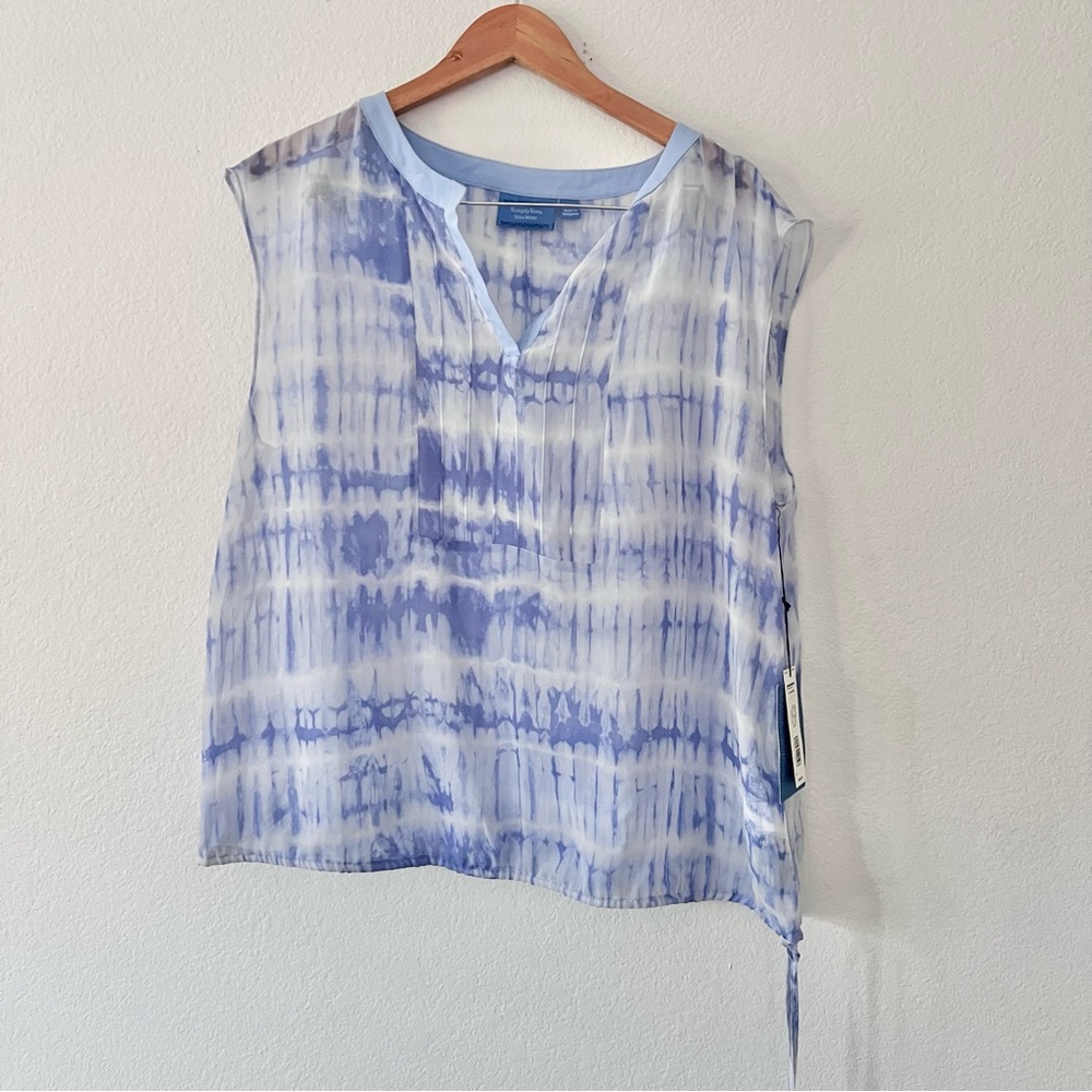 Simply Vera Wang Blue Tie-Dye Sheer Tank Sz XL NWT